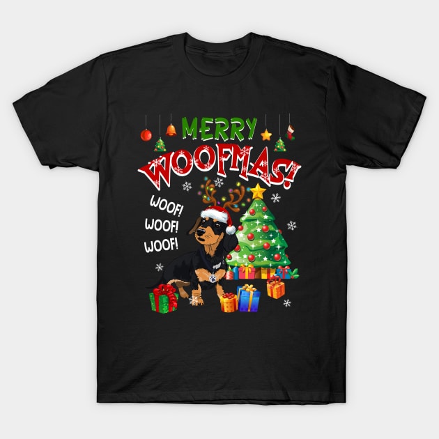 Dachshund Merry Woofmas Awesome Christmas T-Shirt by Dunnhlpp